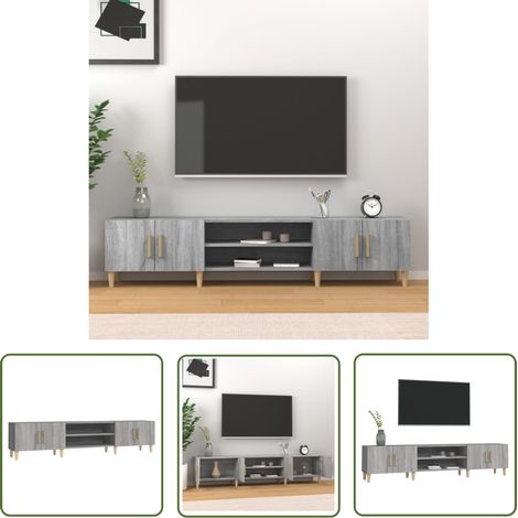 The Living Store Meuble TV sonoma gris 180x31,5x40 cm bois d'ingénierie - Meubles Tv - Meuble Tv Moderne - Meuble Tv Gris - Meuble Tv Industriel - Rangement Tv (1/5)