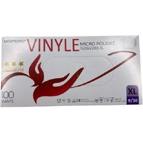 Gant vinyle micro-poudre mediprotec tres large taille 9/10
