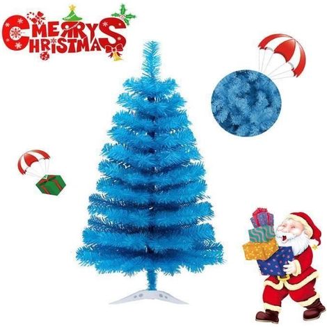 Sapin de Noël Artificiel - Bleu Ciel - 60 cm - Support Robuste - Décoration Intérieure - Allergies (1/4)