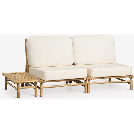 SKLUM Garten-Set mit 2-teiliger modularer Sofa und rechteckigem Beistelltisch 75x40 cm aus Bambus Isendra                                    (1/5)