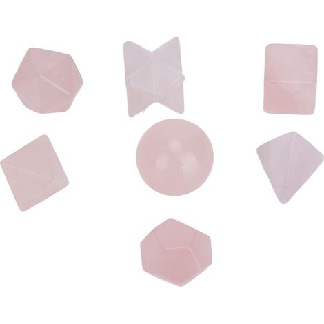 7pcs Géométriques Cristaux Chakras Guérison Énergie Positive Ornements Décoratifs Pierre Semi-Précieuse Rose (1/5)