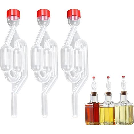 3 Pièces Tubes de Barboteur pour Fermentation, Barboteur Fermentation, Bubbler Transparent avec Bouchons en Caoutchouc, pour Brassage de Bière, Vin, Fermentation de Cornichons et Choucroute (1/5)
