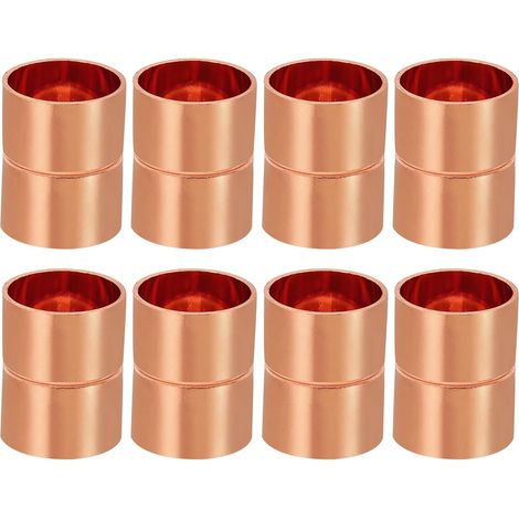 8pcs Manchons à Souder en Cuivre, 6.35mm Raccords de Couplage Tuyau, Raccord Tuyauterie Droit pour Raccordements Plomberie HVAC Climatisation Chauffage Réseaux, Épaisseur 0.8mm - 7/8 pouce (1/5)