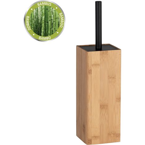 WENKO Portascopino WC Padua - Portascopino WC, Bambù, 10 x 38 x 10 cm, naturale (1/5)