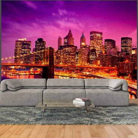 Papier peint manhattan et pont de blooklyn la nuit - 250 x 193 cm (1/4)