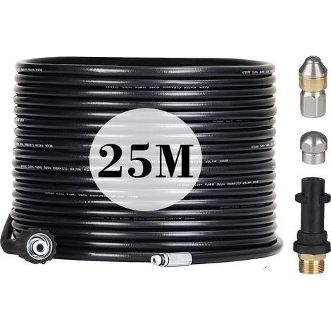 25M Tuyau Déboucheur Canalisation pour Nettoyeur Haute Pression Kärcher, avec Buse à Jet et Buse Rotatif, 180Bar Kit Furet Professional avec Adaptateurs pour Karcher K2/K3/K4/K5/K6/K7 Accessoire (1/5)