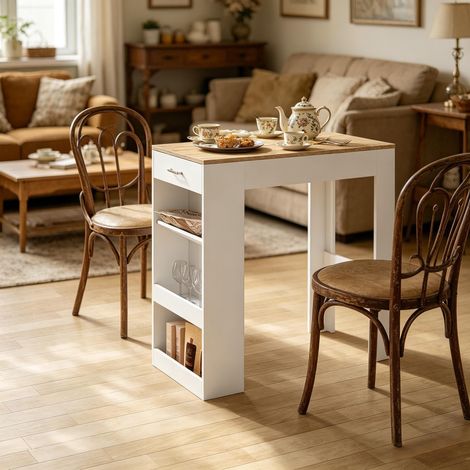 Table haute de bar multifonction, table bistrot moderne pour cuisine et salle à manger