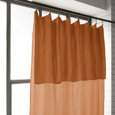 Rideau gaze de coton ajustable 140x300 cm orange (1/2)