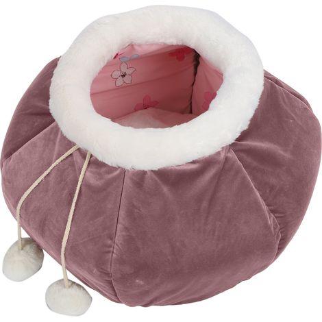 Lit pliable en forme de panier pour poisson rouge, chaud et doux, accessoire pour animaux de compagnie rose et violet (1/5)
