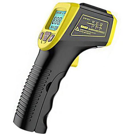 Thermometre Infrarouge, Pistolet De Temperature Laser Numerique Sans Contact -58 °F A 1112 °F (-50 °C A 600 °C) Avec Ecran Lcd, Jaune (1/3)