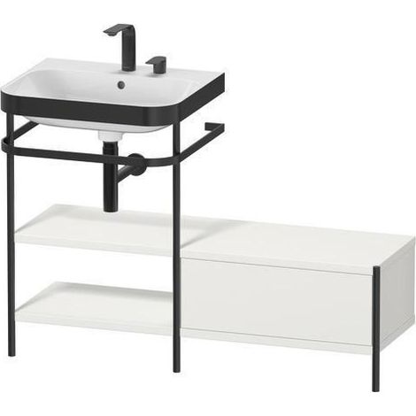 Ensemble lavabo HAPPY D.2 PLUS 1200x490mm sans trou de robinetterie, blanc super mat