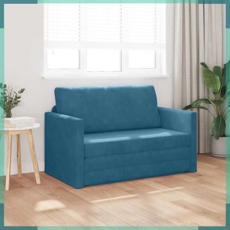 4106701 Canapé-Lit 110cm Bleu Velours (1/5)