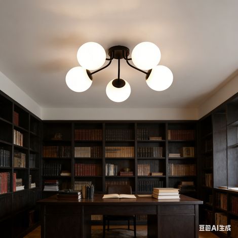 Suspension LED à cinq têtes, E27, lumière chaude (3000K), plafonnier en métal, convient pour la salle à manger, la chambre et le salon. (1/5)