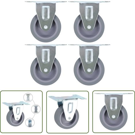 The Living Store Roulettes fixes 4 pcs 75 mm - Roulettes Fixes - Roulettes Pour Meuble - Accessoires De Rangement - Roues Industrielles - Fixation De Meuble (1/5)