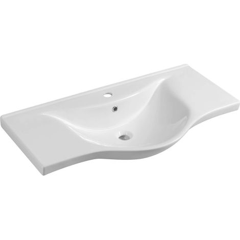 Aqualine Zara - Lavabo 100x47 cm, con troppopieno, foro per rubinetto, bianco 10100 (1/2)