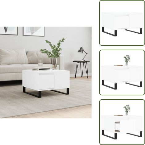 Stauraum Couchtisch - vidaXL Couchtisch Weiß 55x55x36,5 cm Holzwerkstoff - Beistelltisch mit Schublade