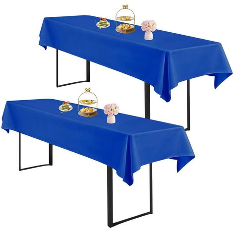 Biertischdecken 2er Set Royalblau 260x110 cm Waschbar Polyester für Biergarnituren