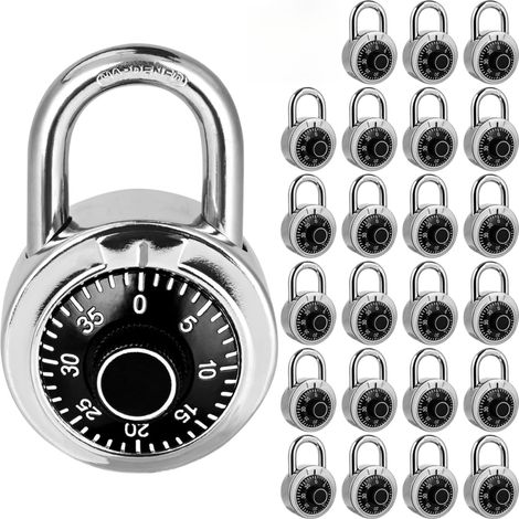 Set mit 24 Zahlenschlössern, individueller Code, 5 cm
