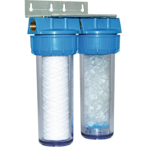 Apic – Filtre sur robinet double anti calcaire – Raccordement 3/4'' FF – Cuve transparente en SAN – Tête en polypropylène (1/4)