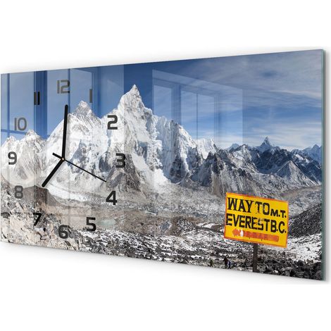 Horloge Murale Panoramique en Verre 60x30 cm Décorative Moderne Salon Cuisine Mont Everest (1/5)