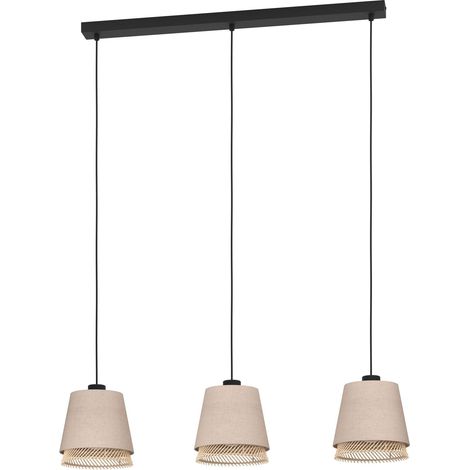 Suspension luminaire Tabley, lustre naturel à 3 lampes pour salon (1/5)
