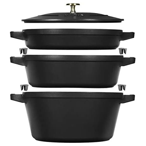 Staub Batterie de Cuisine 3 pièces Truffe Blanche Fonte (1/5)