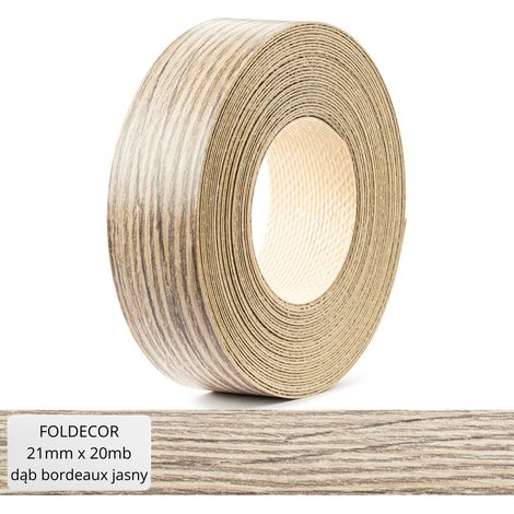 Bande de chant pour meubles en mélamine chêne bordeaux clair avec colle thermofusible 21 mm (20 m) (1/5)