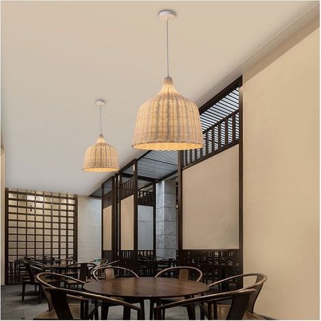Suspension d'extérieur en osier naturel Ø360mm avec culot E27 - IP20 - Câble ajustable (1/5)