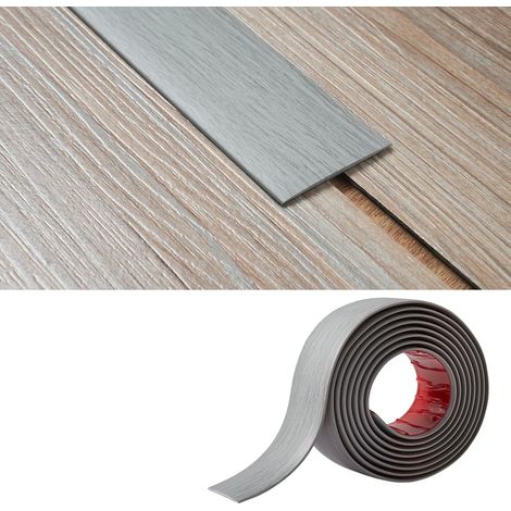 Bande de Transition Sol PVC - 1 Pièce - Grain de Bois Gris Clair - Joint Autoadhésif 2mm - Intérieur Maison - 5cm x 1,2m (1/5)