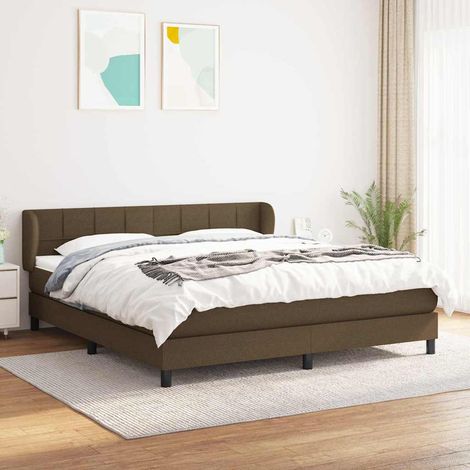 Lit double pour adulte Moderne - Lit à sommier tapissier avec matelas Marron foncé 180x200 cm BV652427 - BonneVie (1/5)