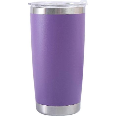 Gobelet isotherme de voiture en acier inoxydable de 590 ml (20 oz) avec couvercle, grande capacité et glaçons, couleur violette (1/5)