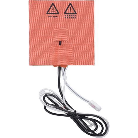 Coussin chauffant en Silicone 10X10cm, bonne conductivité thermique, Flexible pour imprimante 3D, chauffage pour Voron 0 0.1 DC 24V 60W (1/5)