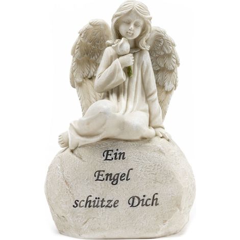 TrendLine Figur Engel 20 x 13 cm grau Jahreszeitliche Dekoration