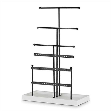 Organisateur de bijoux de table, porte-boucles d'oreilles et bracelets à 6 niveaux avec plateau --- (1/5)