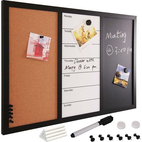 Lavagna Magnetica 3in1 con Bacheca Sughero Combinata 60x40 Casa Ufficio
