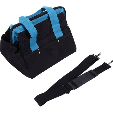 Sac à outils à main, paquet de rangement en toile à large bouche avec bandoulière pour électricien charpentier 14 pouces