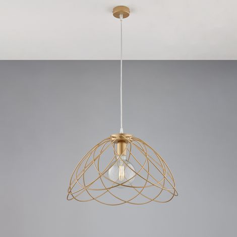 Pagode Lustre En Fer Laqué Doré Décor Or Antique Avec Câble Électrique Réglable 1 Lumière 132 D.45 Bl298-S1-Oro