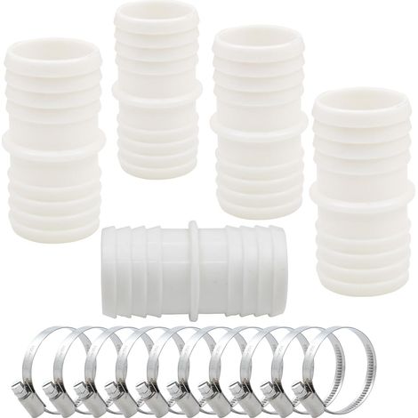 Lot de 5 raccords de tuyau de piscine Ø 38 à 38 mm avec 10 colliers de serrage, raccord universel pour tuyaux de pompe à filtre (1/5)