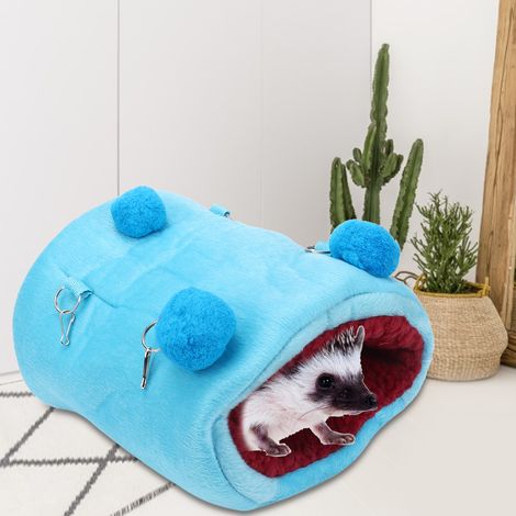 Hamac suspendu chaud en flanelle épaisse pour mini hamster, écureuil et hérisson - Bleu ciel (1/5)