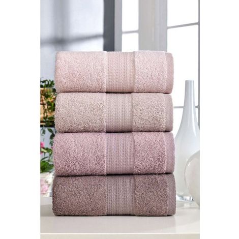 Serviettes à main AUCUNE - Lot de 4 50 x 85 cm Poudre 100% coton