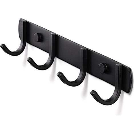 Sollbry Appendiabiti da parete, ganci appendiabiti di design in acciaio inox, robusti ganci da bagno per camera da letto, ufficio, nero (4 ganci) (1/5)