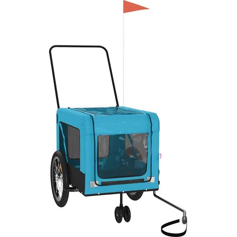 Remorque de vélo pour animaux de compagnie bleu et noir (1/5)