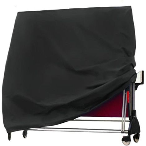 Telo di copertura impermeabile e antipolvere per tavolo da ping pong da esterno, dimensioni 165x70x185 cm, tessuto Oxford, nero. (1/4)