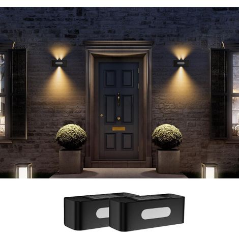 Luci solari da esterno verticali, confezione da 2, impermeabili, per giardino, vialetto, porta, veranda, terrazzo, luce bianca calda (1/5)