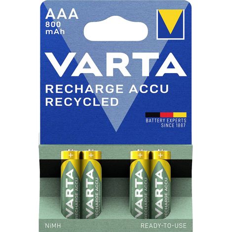 Varta RECH.AC.RECYC.AAA800mAh BLI4 Pile rechargeable LR3 (AAA) NiMH 800 mAh 1.2 V 4 pc(s) X013581 (1/7)