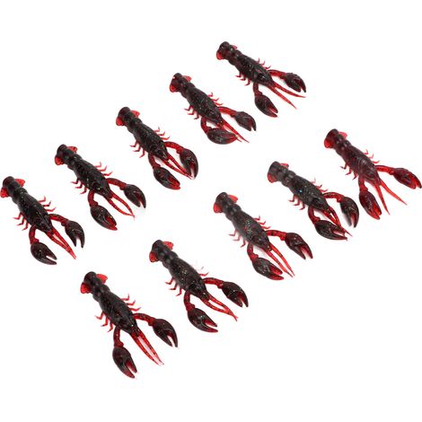 Lot de 10 leurres souples de pêche, imitation écrevisse, en PVC, rouge foncé, pour la pêche à la perche. (1/5)