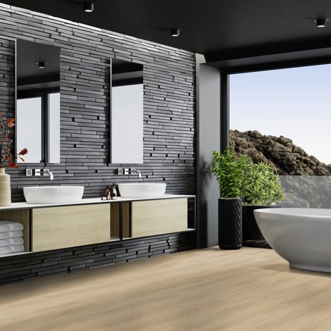Gerflor – Lame de sol PVC clipsable effet bois scandin medium – Résistante à l'eau – Installation rapide – 2.10 m² pour pièces humides