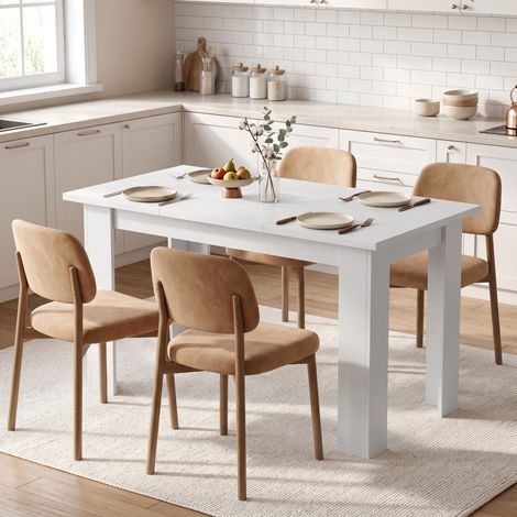 Table à Manger 4 Personnes, Plateau Relevable, Rangements Cachés, 120x60x75,5 cm, Blanc (1/5)
