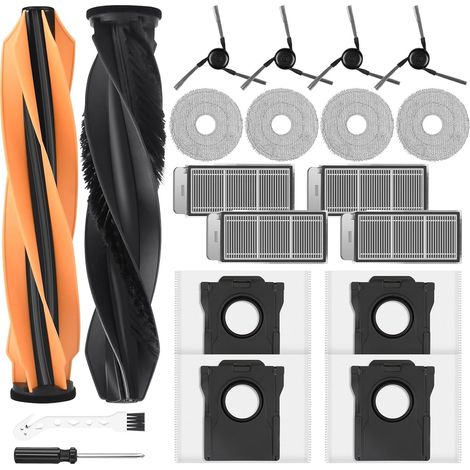 20 Zubehör für Mova V50 Ultra/Dreame X50 Ultra / L50 / L40s Pro Ultra / Matrix10 Ultra / X50 Master Saugroboter, 2 Hauptbürste, 4 Staubbeutel, 4 Wischpad, 4 Filter, 4 Seitenbürsten, Reinigungsbürste
