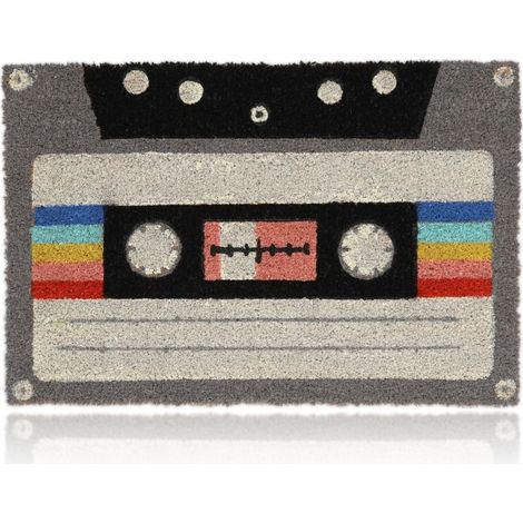 Relaxdays Felpudo Entrada Casa, Coco, Diseño Retro de Cassette, 60x40cm, Antideslizante, Interior y Exterior, Multicolor (1/5)
